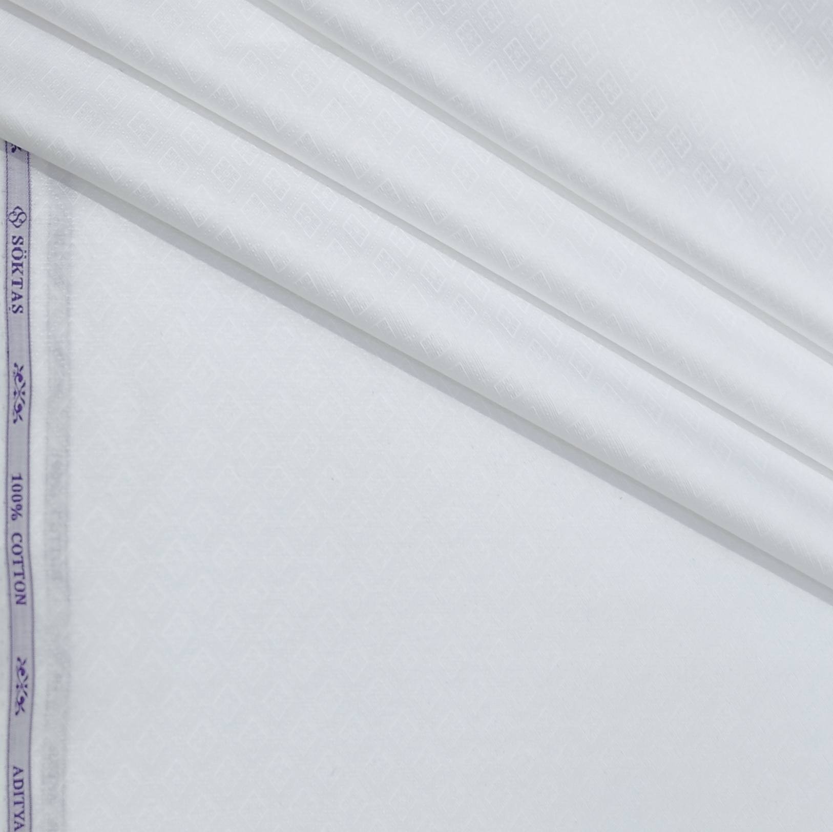 Shirt Fabric Soktas Finest 80s Giza Cotton Jacquard Colour White